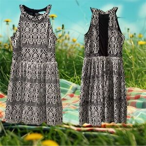 Gorgeous Altar'd state dress M black & white embroidery over a black knit Layer